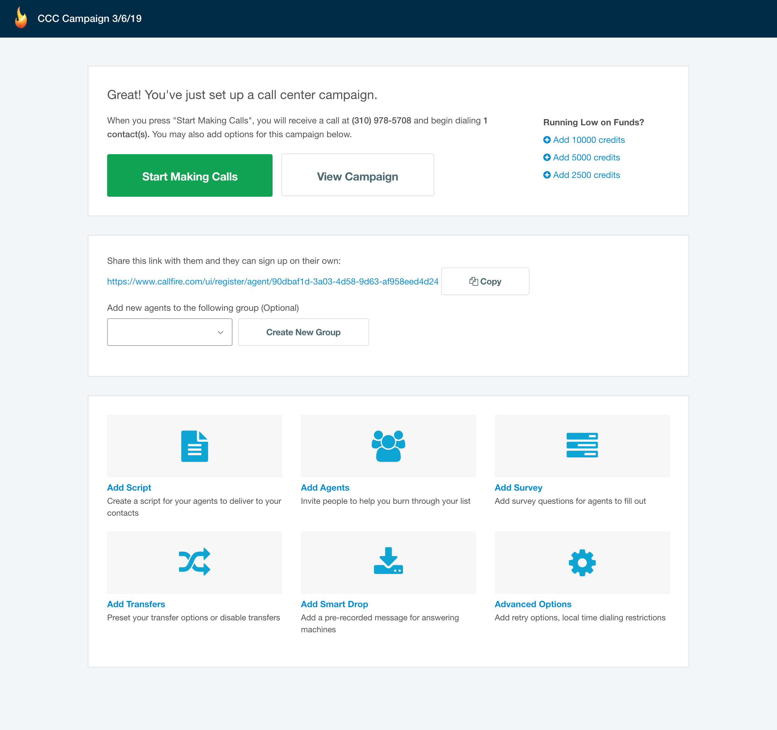 call center create finished